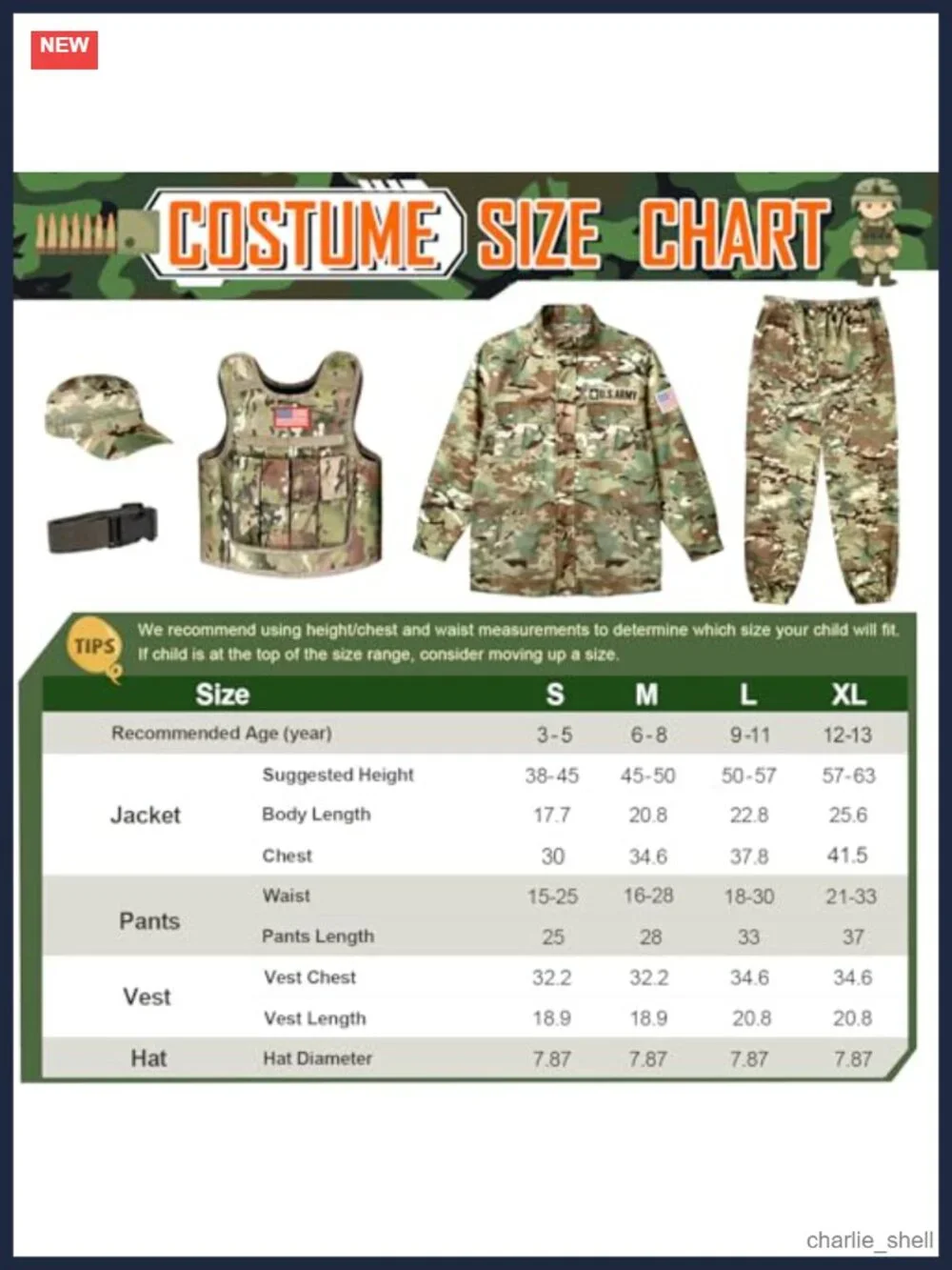 Kids Army Soldier Costume Set 5-Piece Camo Vest Jacket Pants Hat Belt Toy Props